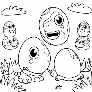 Colorful Dinosaur Eggs In A Field Coloring Page 42632-35518