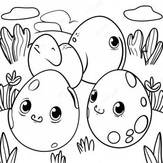 Colorful Dinosaur Eggs In A Field Coloring Page 42632-35519