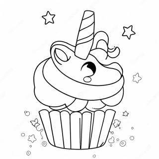 Sparkling Unicorn Cupcake Coloring Page 42662-35538