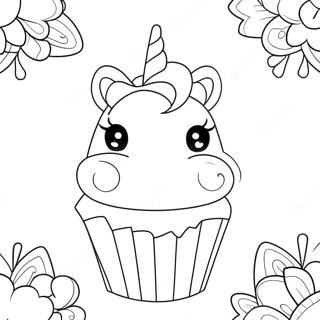 Sparkling Unicorn Cupcake Coloring Page 42662-35539