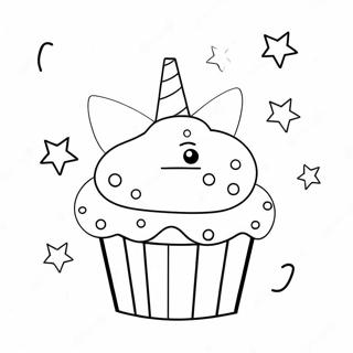 Sparkling Unicorn Cupcake Coloring Page 42662-35540