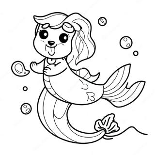 Playful Mermaid Dog Swimming Coloring Page 42682-35553