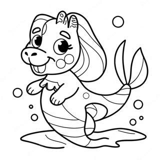 Playful Mermaid Dog Swimming Coloring Page 42682-35554