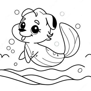 Playful Mermaid Dog Swimming Coloring Page 42682-35555