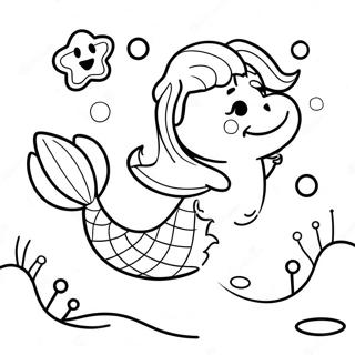 Playful Mermaid Dog Swimming Coloring Page 42682-35556