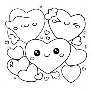 Cute Kawaii Hearts Coloring Page 42712-35589