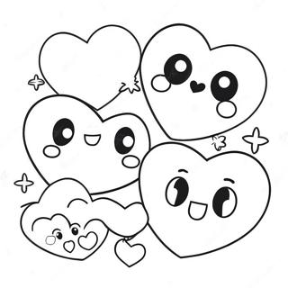 Cute Kawaii Hearts Coloring Page 42712-35591