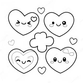 Cute Kawaii Hearts Coloring Page 42712-35592