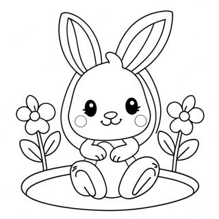 Cute Pink Bunny Girl With Flowers Coloring Page 42752-35608