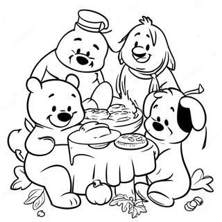 Winnie The Pooh And Friends Thanksgiving Feast Coloring Page 42842-35681