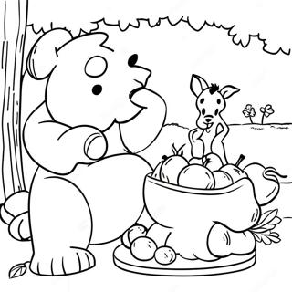 Winnie The Pooh And Friends Thanksgiving Feast Coloring Page 42842-35682