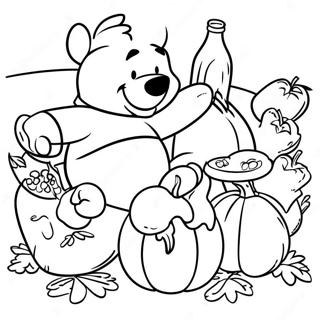 Winnie The Pooh And Friends Thanksgiving Feast Coloring Page 42842-35683