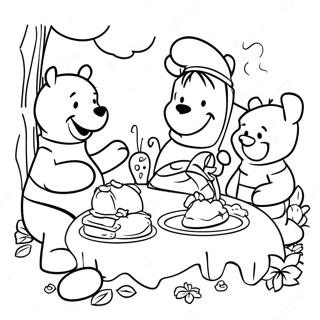 Winnie The Pooh And Friends Thanksgiving Feast Coloring Page 42842-35684