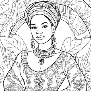 Elegant Black Woman In Traditional Dress Coloring Page 42872-35701