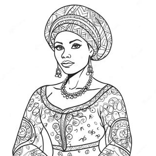 Elegant Black Woman In Traditional Dress Coloring Page 42872-35702