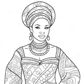 Elegant Black Woman In Traditional Dress Coloring Page 42872-35703