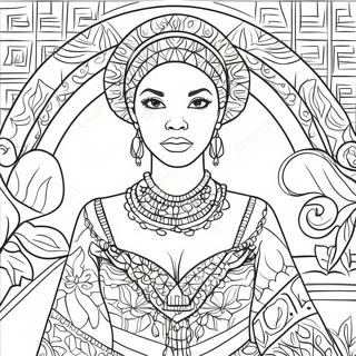 Elegant Black Woman In Traditional Dress Coloring Page 42872-35704