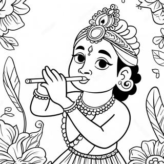 Krishna Playing Flute Coloring Page 42892-35718