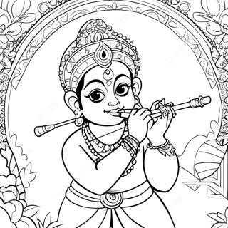 Krishna Playing Flute Coloring Page 42892-35719