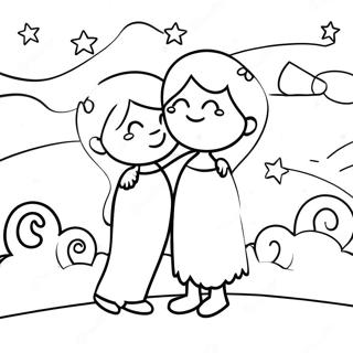 Sweetheart Couple Under The Stars Coloring Page 42942-35758