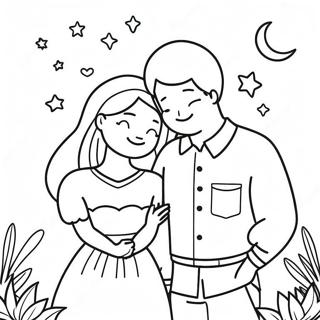 Sweetheart Couple Under The Stars Coloring Page 42942-35759