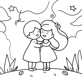 Sweetheart Couple Under The Stars Coloring Page 42942-35760