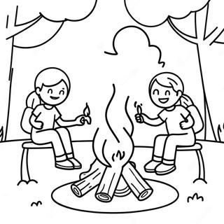 Joyful Campfire Scene Coloring Page 42962-35774