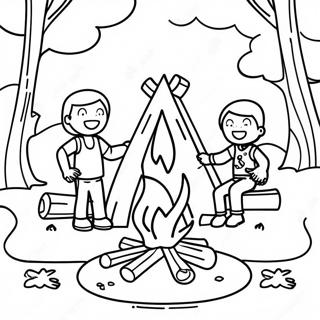 Joyful Campfire Scene Coloring Page 42962-35775