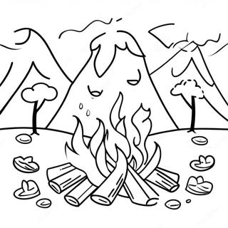 Joyful Campfire Scene Coloring Page 42962-35776