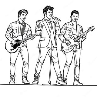 Jonas Brothers Performing On Stage Coloring Page 42972-35778