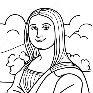 Mona Lisa With Colorful Background Coloring Page 43002-35810