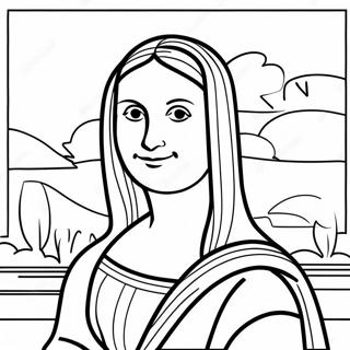 Mona Lisa With Colorful Background Coloring Page 43002-35811