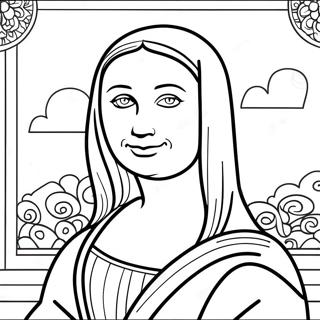 Mona Lisa With Colorful Background Coloring Page 43002-35812