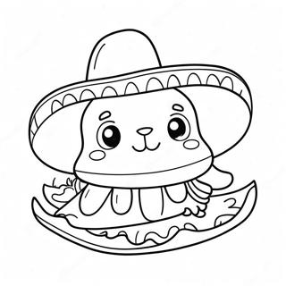 Funny Taco Cat With A Sombrero Coloring Page 43042-35838