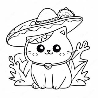 Funny Taco Cat With A Sombrero Coloring Page 43042-35839