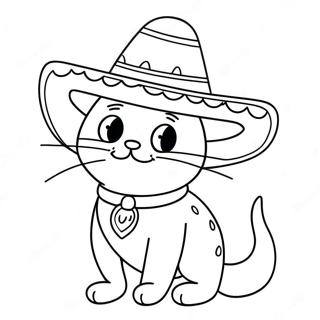 Funny Taco Cat With A Sombrero Coloring Page 43042-35840