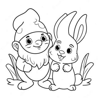 Cute Easter Gnome With Bunny Coloring Page 43083-35872