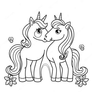 Whimsical Moody Unicorn Twins Coloring Page 43093-35873