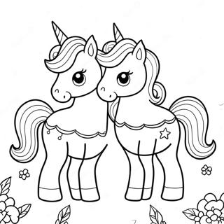 Whimsical Moody Unicorn Twins Coloring Page 43093-35874