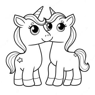 Whimsical Moody Unicorn Twins Coloring Page 43093-35875