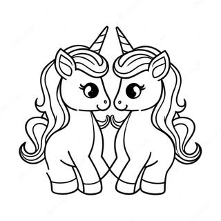 Whimsical Moody Unicorn Twins Coloring Page 43093-35876