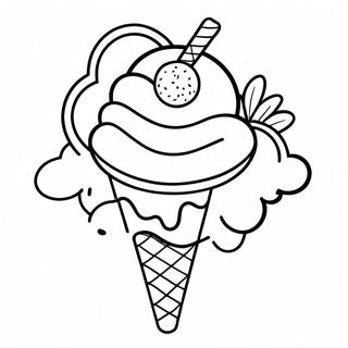 Colorful Rainbow Ice Cream Sundae Coloring Page 43113-35884