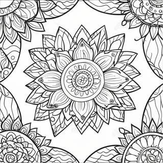 Bohemian Sunflower For Adults Coloring Pages