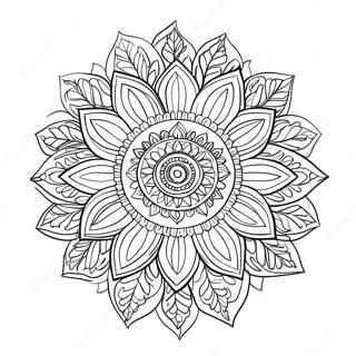 Bohemian Sunflower Mandala Coloring Page 43162-35935