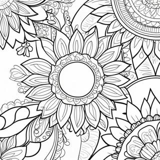 Bohemian Sunflower For Adults Coloring Pages