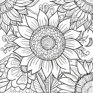 Intricate Bohemian Sunflower Design Coloring Page 43163-35926