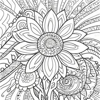 Intricate Bohemian Sunflower Design Coloring Page 43163-35927