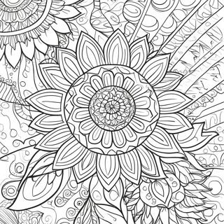 Intricate Bohemian Sunflower Design Coloring Page 43163-35928