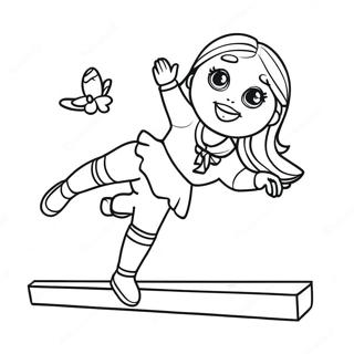 Elegant Gymnastics American Girl Doll Balancing On A Beam Coloring Page 43193-35956