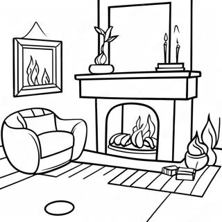 Warm Fireplace Coloring Page 4321-3485